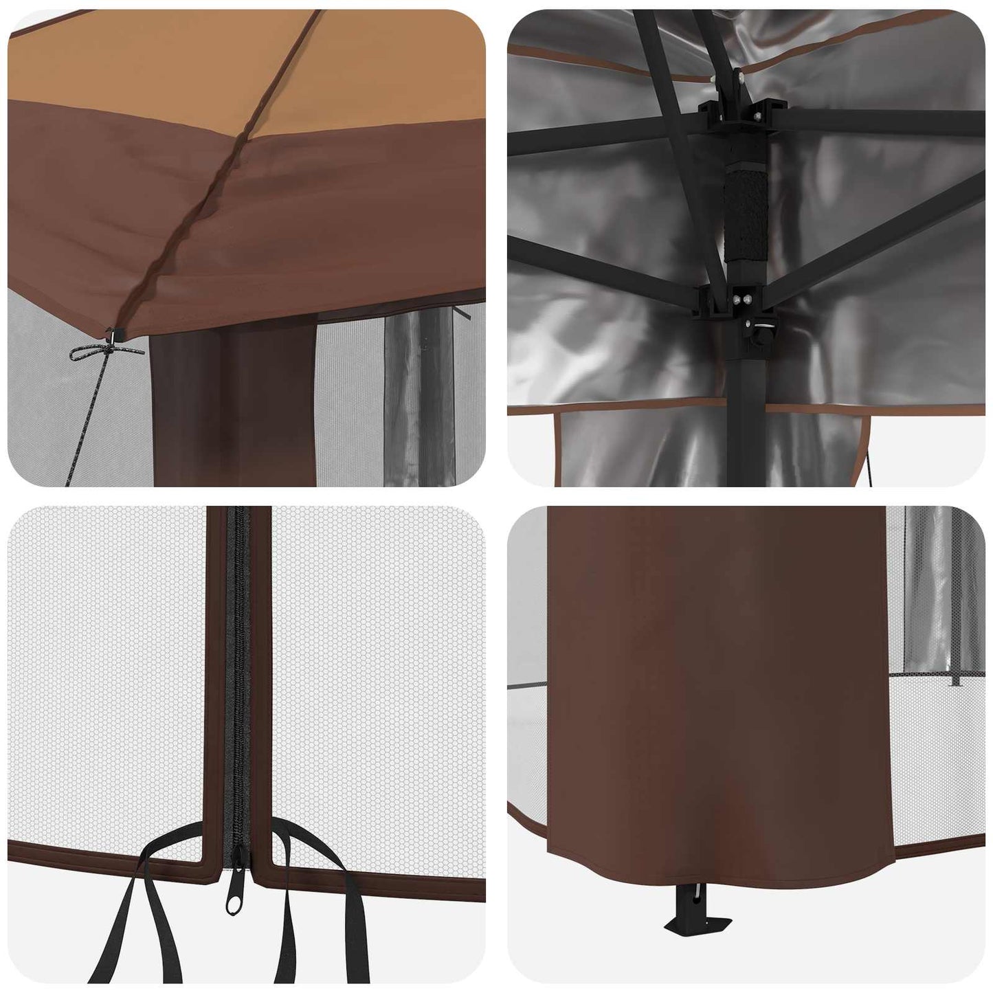 Gazebo with 4 Sidewalls 4 x 4 m Beige and Brown