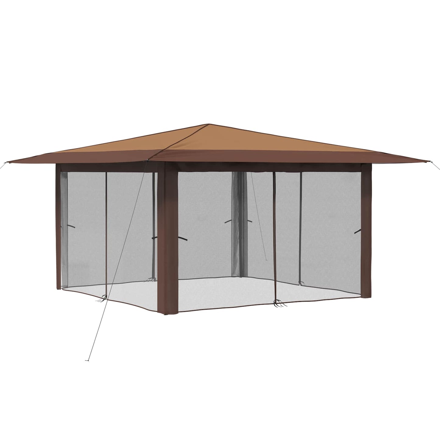 Gazebo with 4 Sidewalls 4 x 4 m Beige and Brown