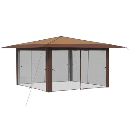 Gazebo with 4 Sidewalls 4 x 4 m Beige and Brown