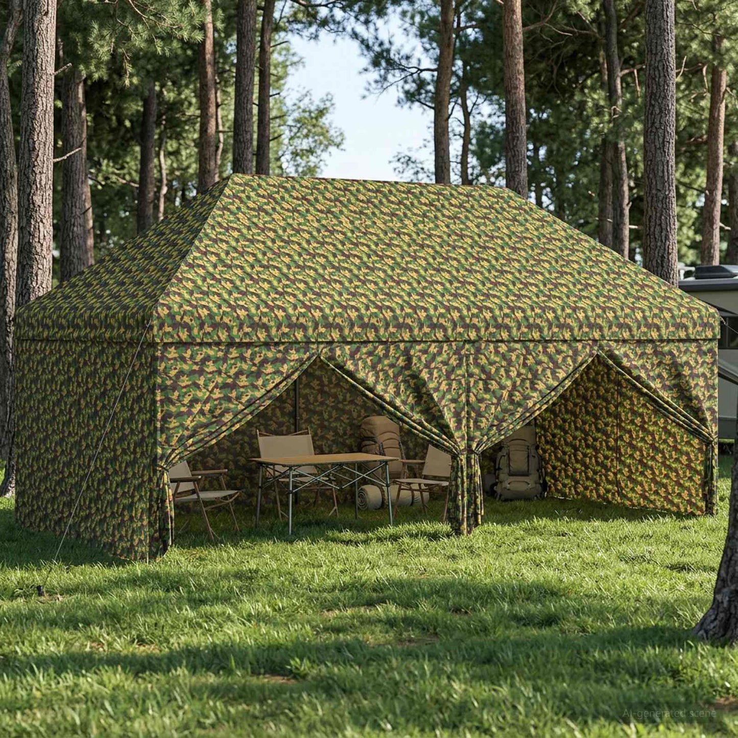 Canopy Tent with 4 Sidewalls 2.9 x 5.8 m Army Camouflage