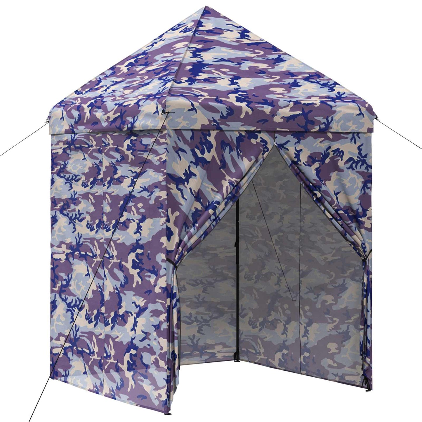 Pop-up Gazebo with 4 Sidewalls 2 x 2 m Blue Camouflage