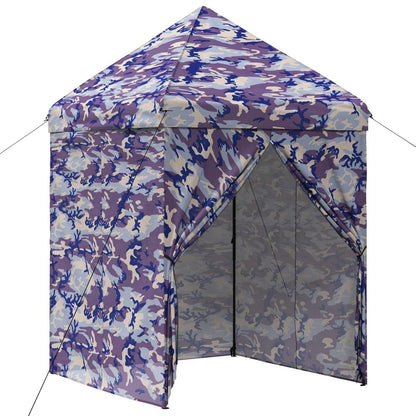 Pop-up Gazebo with 4 Sidewalls 2.9 x 2.9 m Blue Camouflage