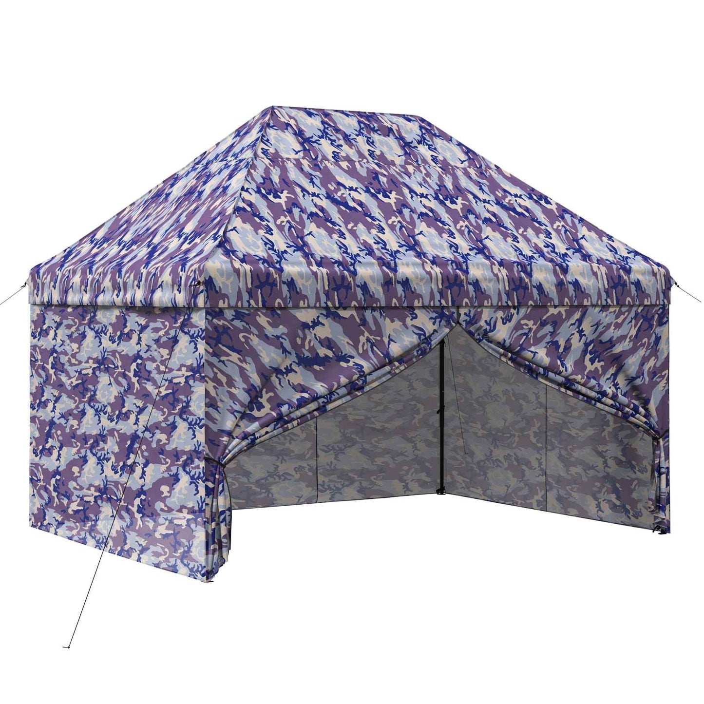 Pop-up Gazebo with 4 Sidewalls 2.95 x 4.1 m Blue Camouflage