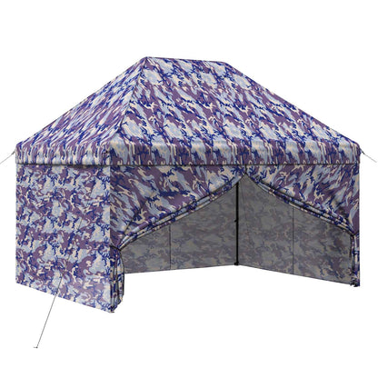 Pop-up Gazebo with 4 Sidewalls 2.95 x 4.1 m Blue Camouflage