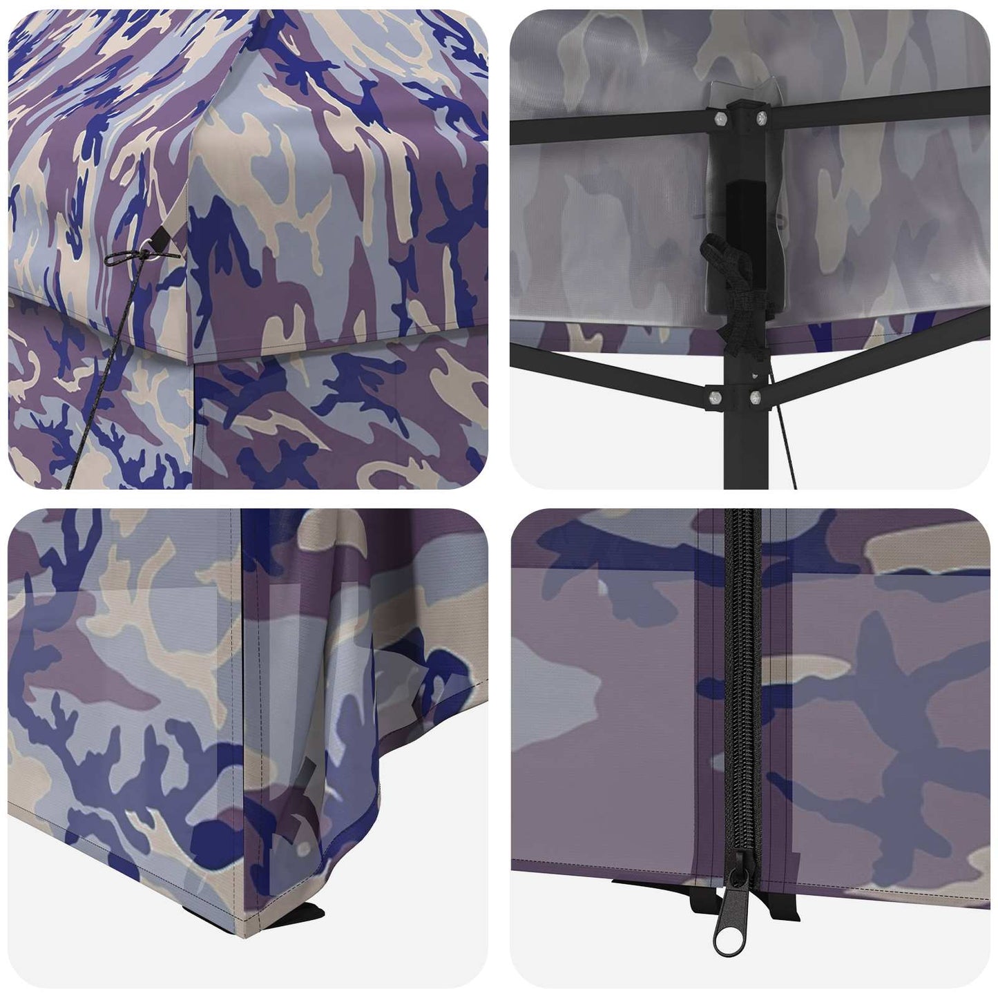 Pop-up Gazebo with 4 Sidewalls 2.9 x 4.3 m Blue Camouflage