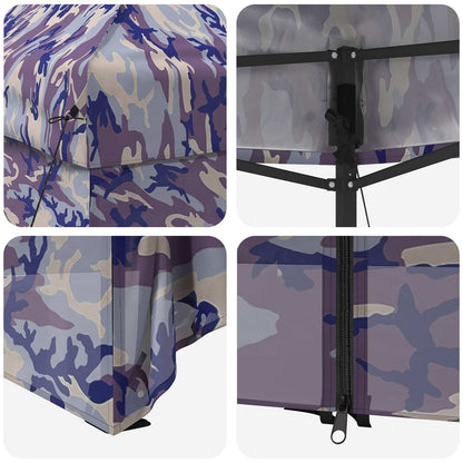 Pop-up Gazebo with 4 Sidewalls 3 x 6 m Blue Camouflage