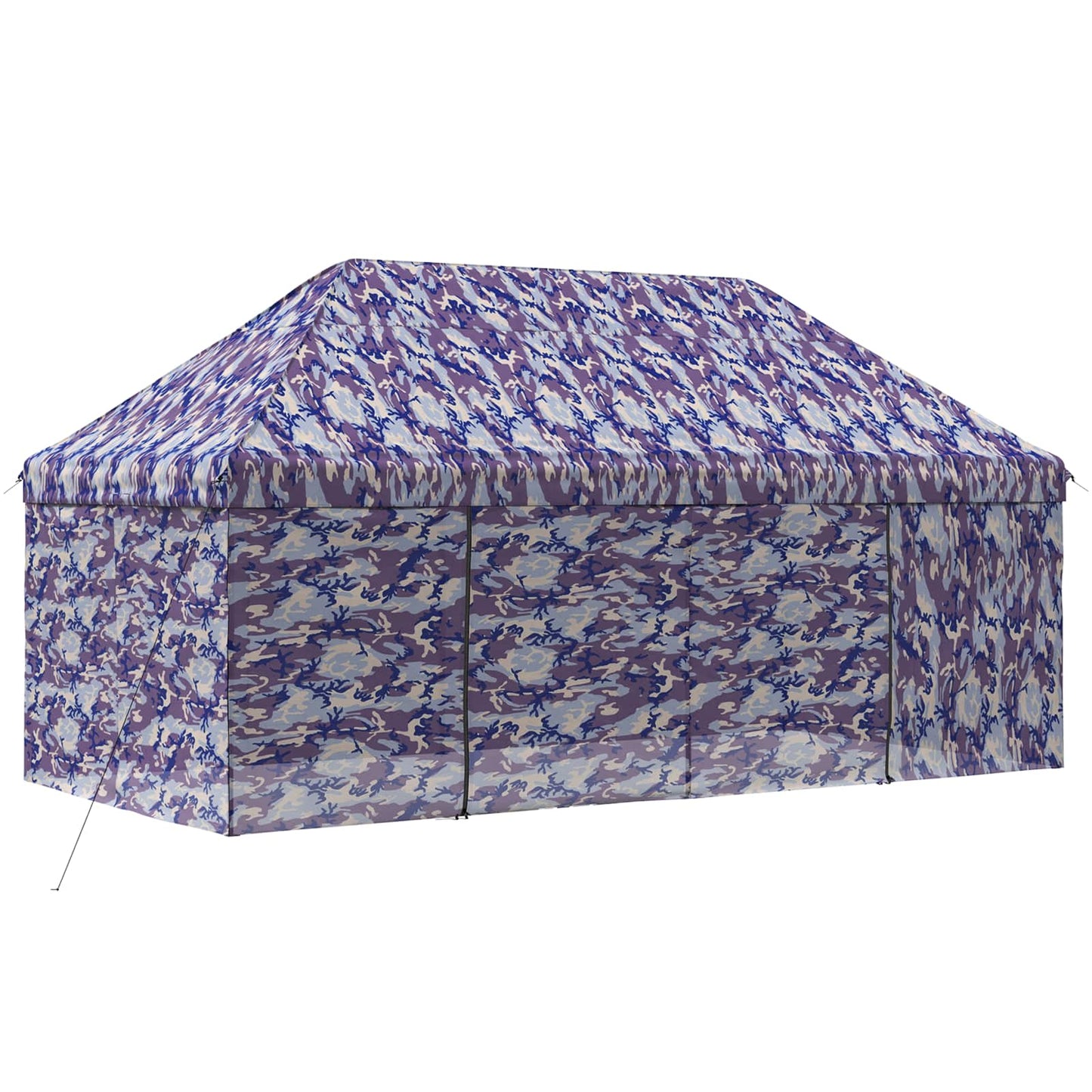 Pop-up Gazebo with 4 Sidewalls 3 x 6 m Blue Camouflage