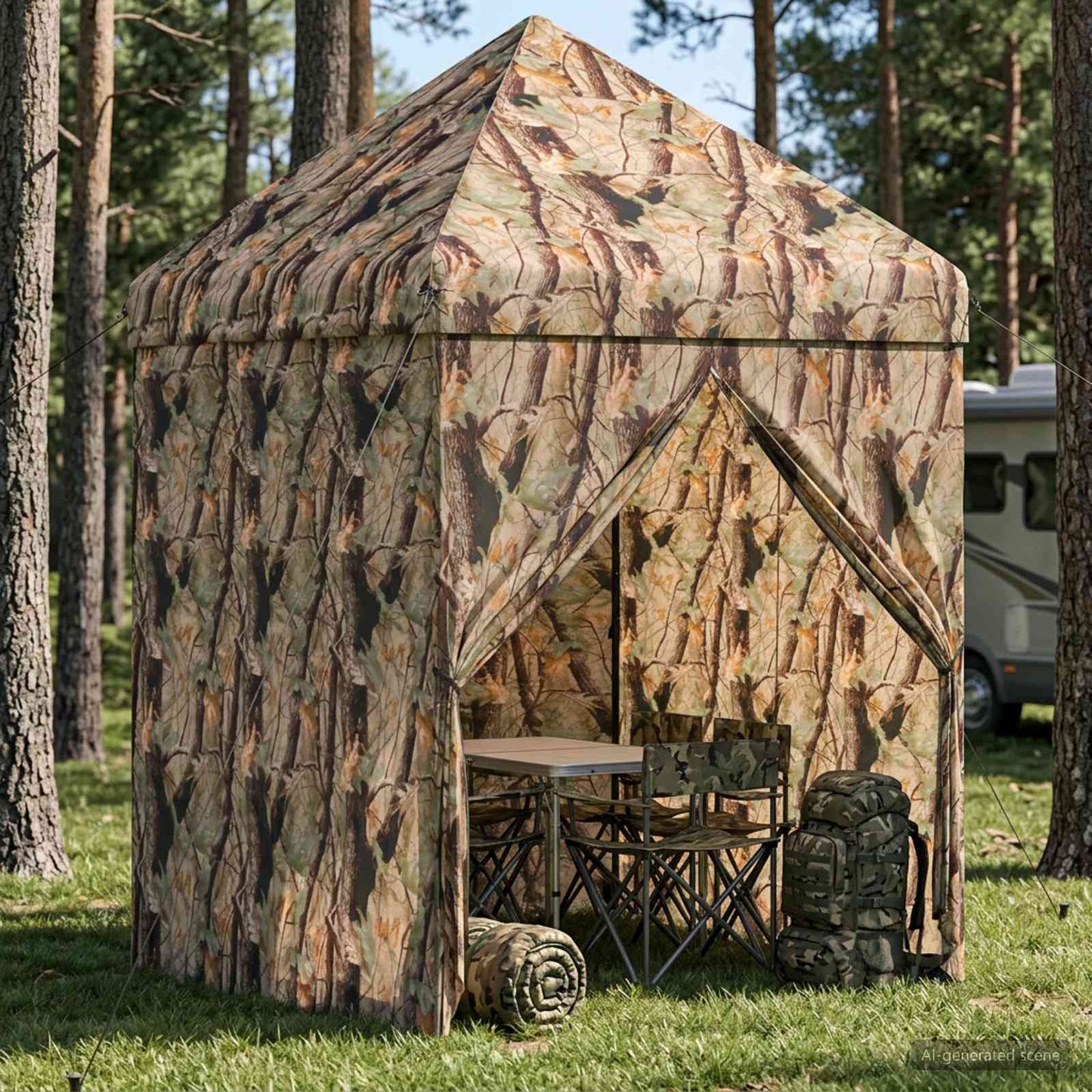 Pop-up Gazebo with 4 Sidewalls 2 x 2 m Forest Camouflage