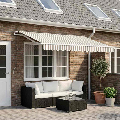 Awning Canopy Replacement for 4x3 m Light Grey&White Stripe