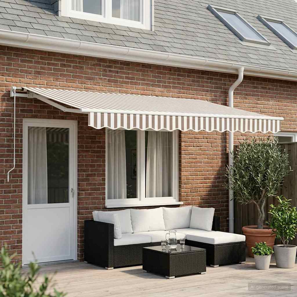 Awning Canopy Replacement for 4x3.5 m Light Grey&White Stripe