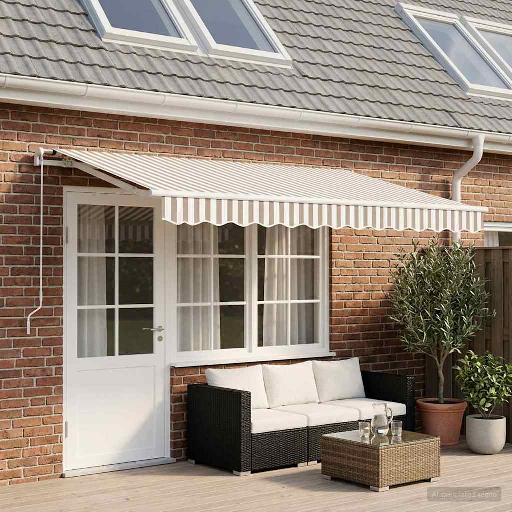 Awning Canopy Replacement for 4.5x3.5 m Light Grey&White Stripe