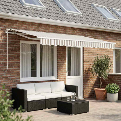 Awning Canopy Replacement for 5x3.5 m Light Grey&White Stripe