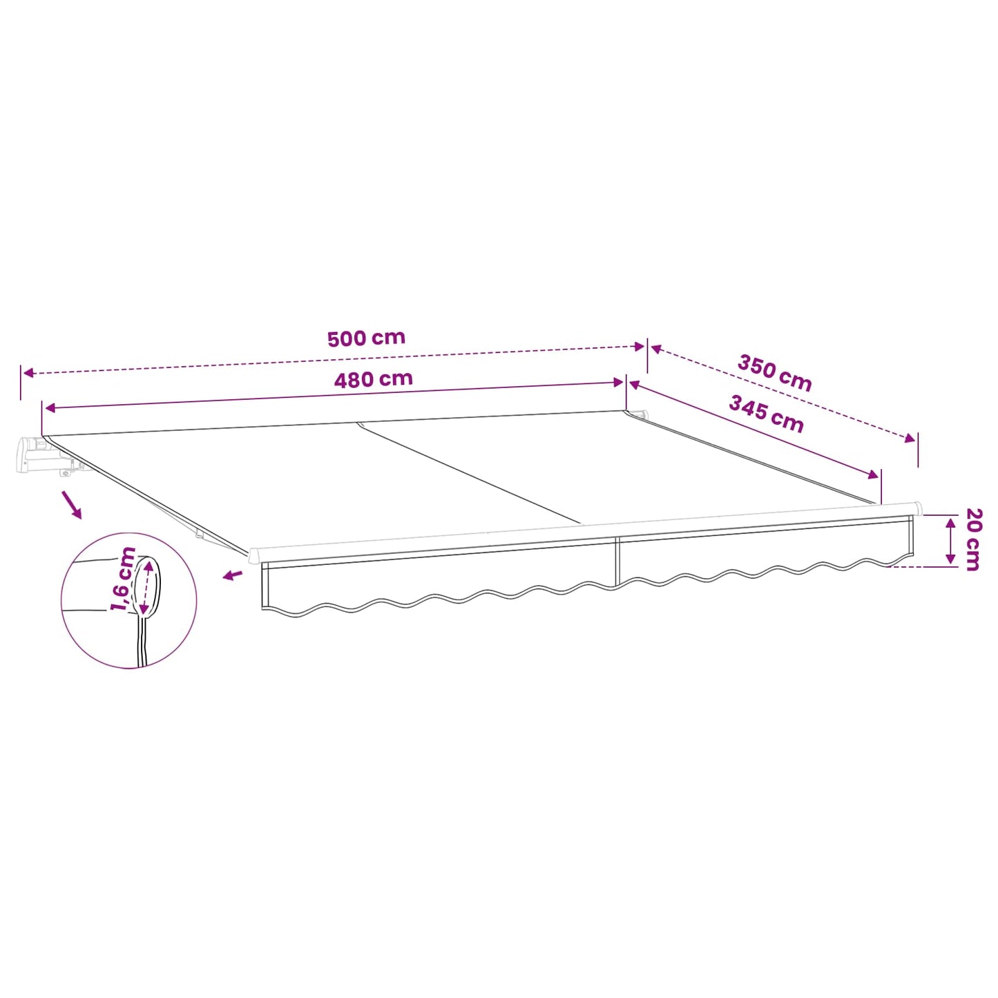 Awning Canopy Replacement for 5x3.5 m Sand Polyester