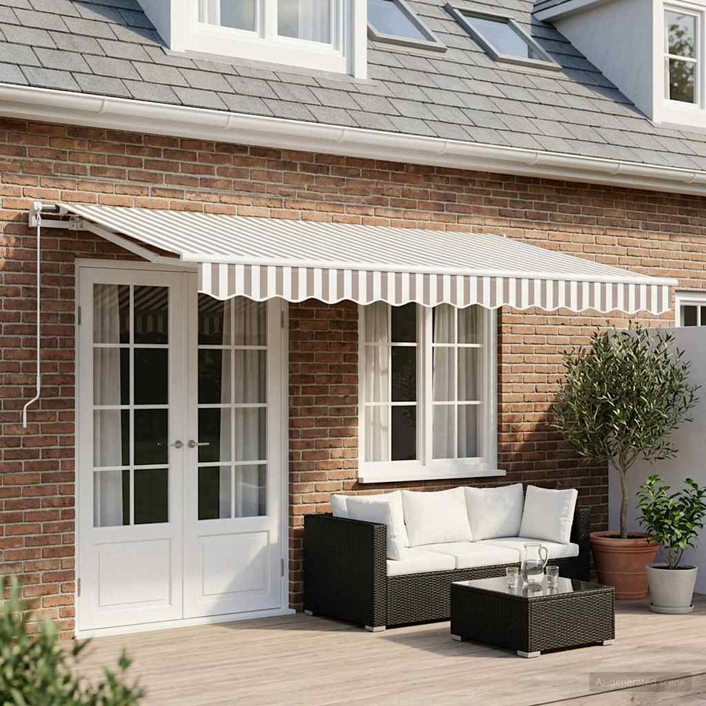 Awning Canopy Replacement for 6x3 m Light Grey&White Stripe
