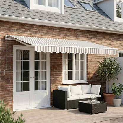 Awning Canopy Replacement for 6x3 m Light Grey&White Stripe