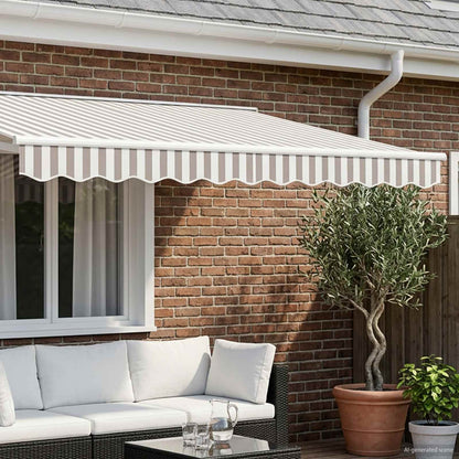 Awning Valance Replacement for 4 m Light Grey&White Stripe