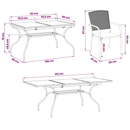 Garden Dining Set 9 pcs Anthracite 212 x 90 x 76 cm