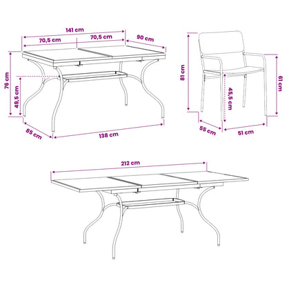 Garden Dining Set 7 pcs Anthracite Steel