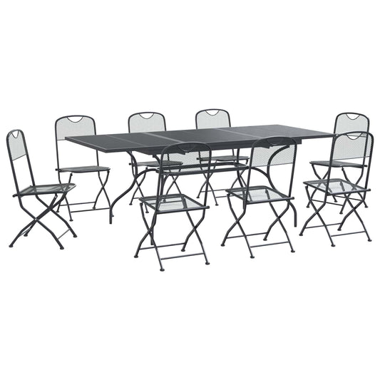 Garden Dining Set 9 pcs Anthracite Mesh and Steel