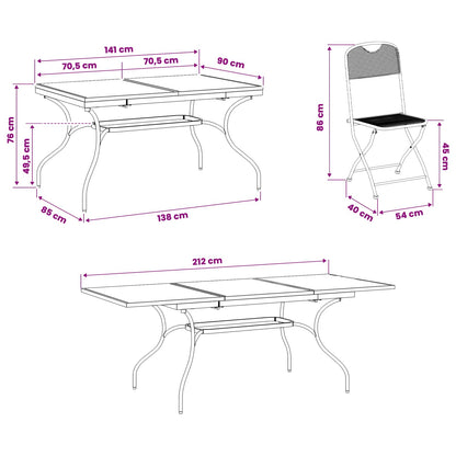 Garden Dining Set 9 pcs Anthracite 212 x 90 x 76 cm