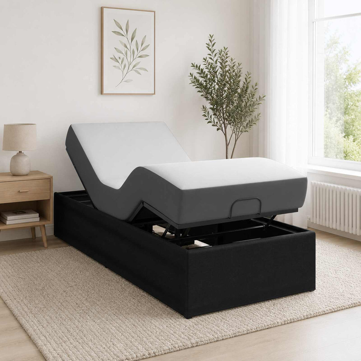 Electric Adjustable Bed Frame Black 200 x 90 x 33.5 cm Steel