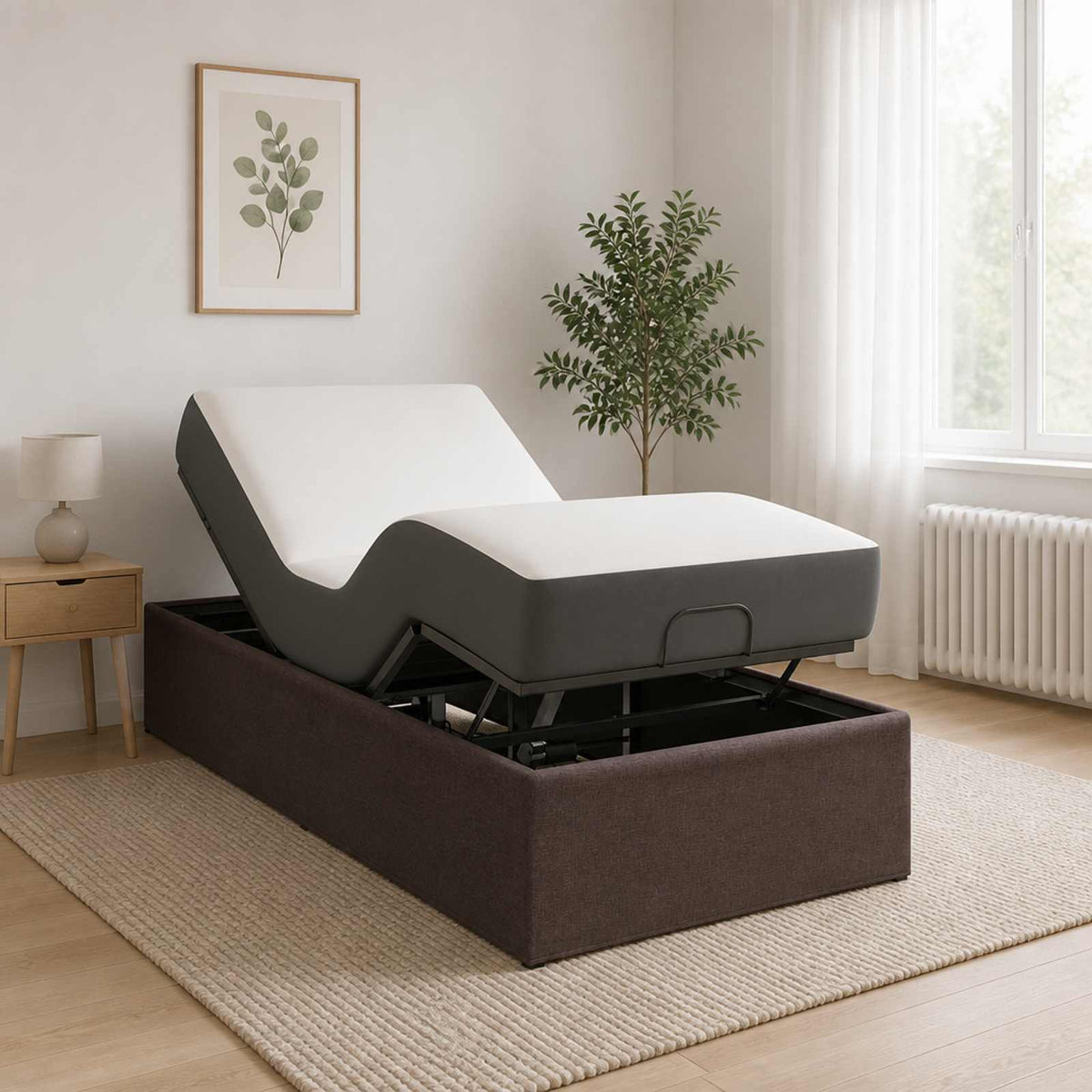 Electric Adjustable Bed Frame Brown 200 x 90 x 33.5 cm Steel