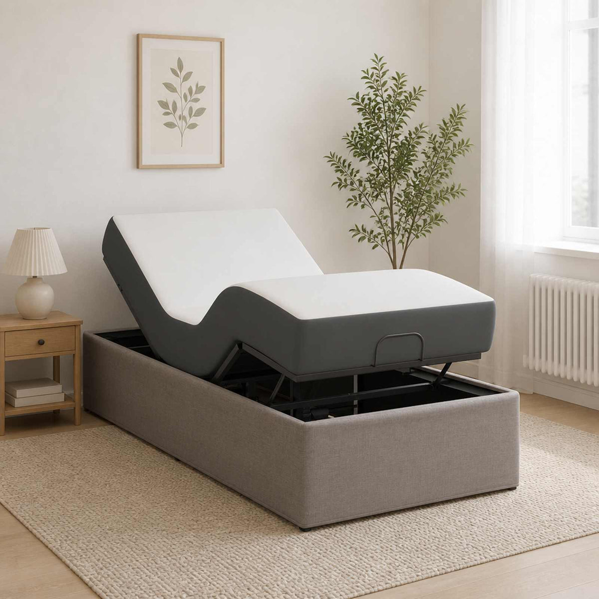Electric Adjustable Bed Frame Taupe 190 x 100 x 33.5 cm Steel