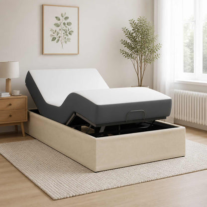 Electric Adjustable Bed Frame Cream 200 x 100 x 33.5 cm Steel