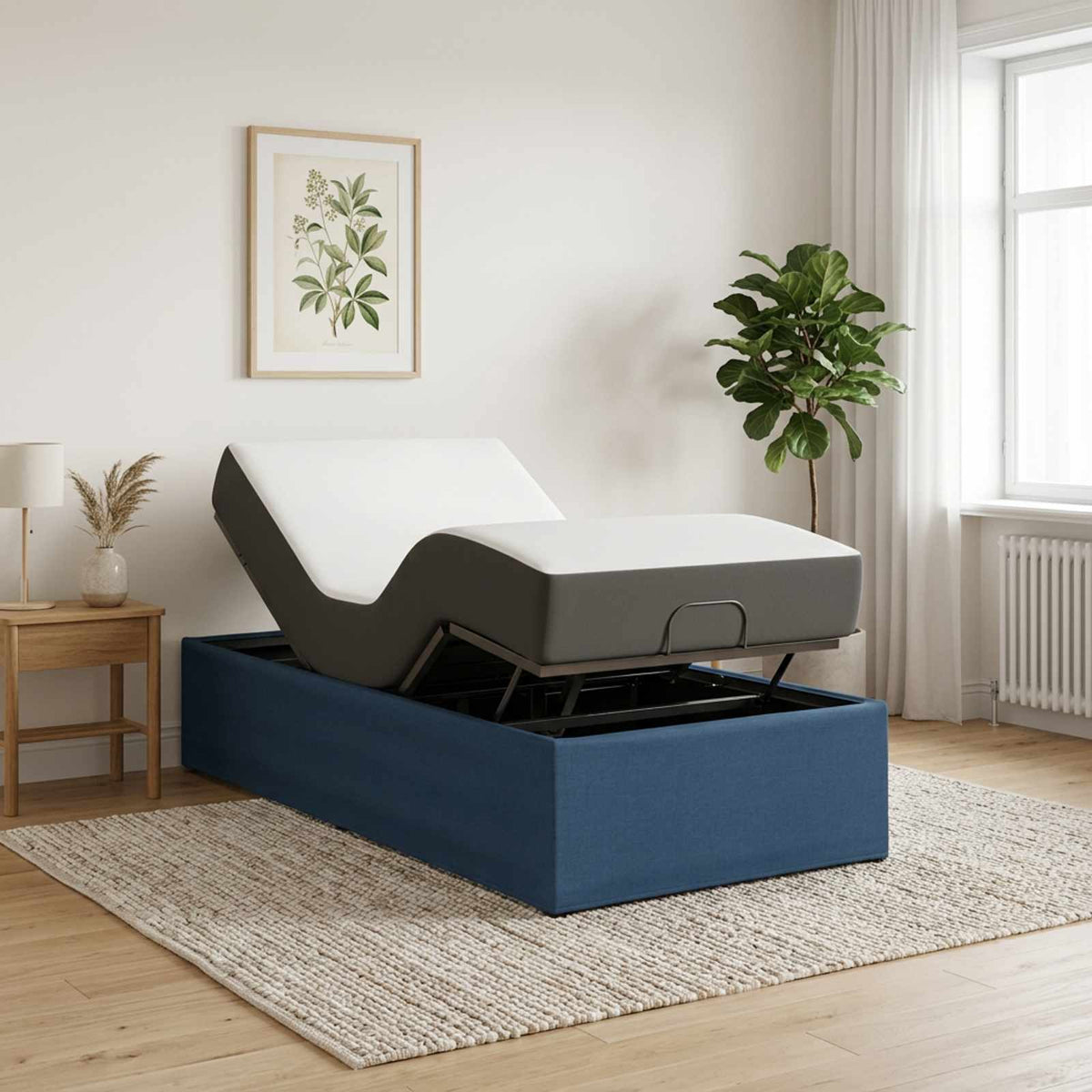 Electric Adjustable Bed Frame Blue 200 x 100 x 33.5 cm Steel