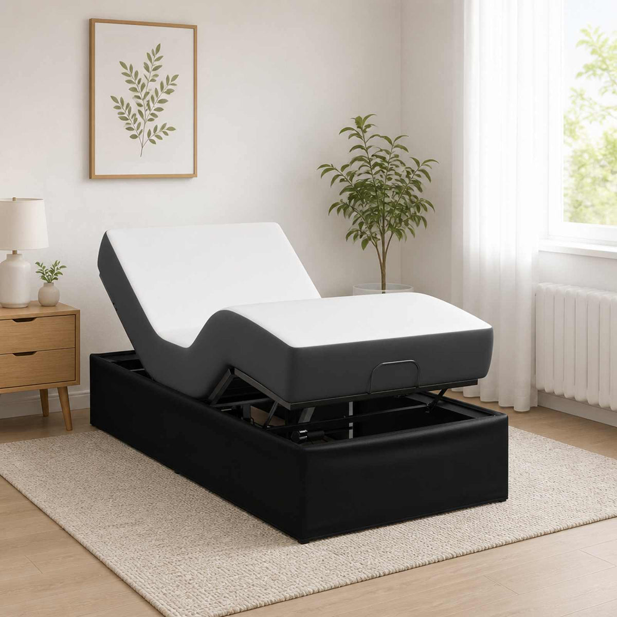 Electric Adjustable Bed Frame Black 190 x 100 x 33.5 cm Steel