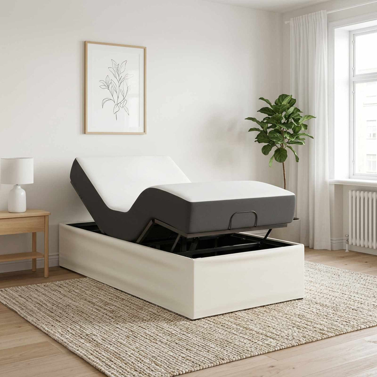 Electric Adjustable Bed Frame White 200 x 100 x 33.5 cm Steel