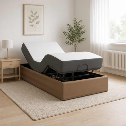 Electric Adjustable Bed Frame Tan 200 x 70 x 33.5 cm Steel