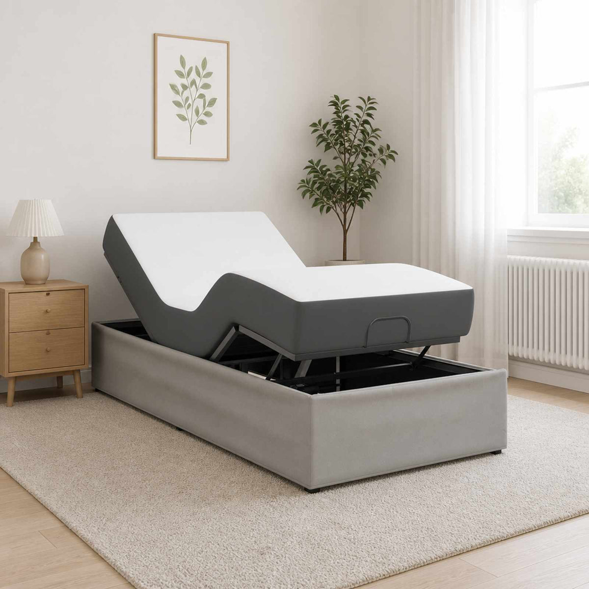 Electric Adjustable Bed Frame Light Grey 200 x 80 x 33.5 cm