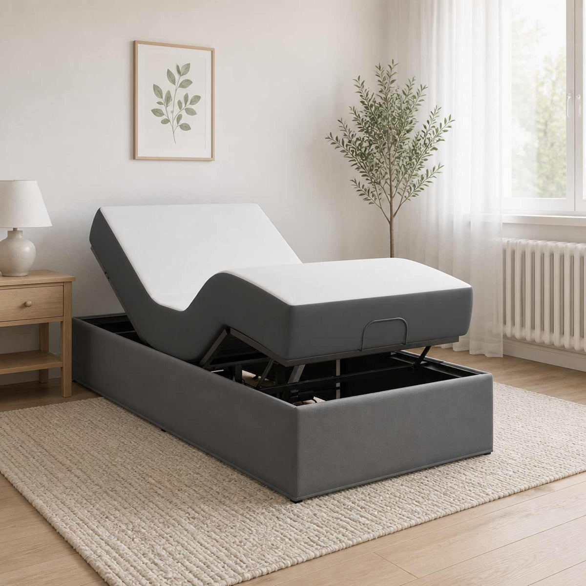 Electric Adjustable Bed Frame Dark Grey 200 x 80 x 33.5 cm