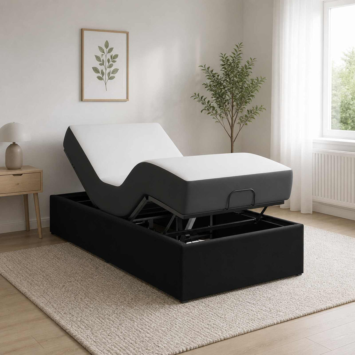 Electric Adjustable Bed Frame Black 200 x 80 x 33.5 cm Steel