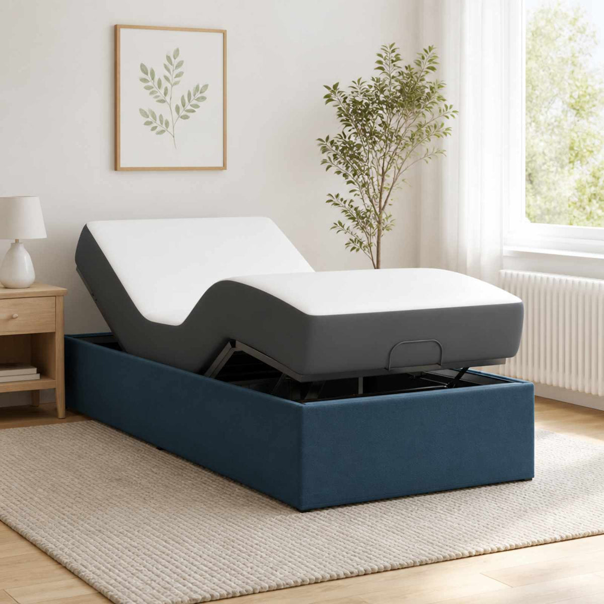 Electric Adjustable Bed Frame Blue 190 x 90 x 33.5 cm Steel