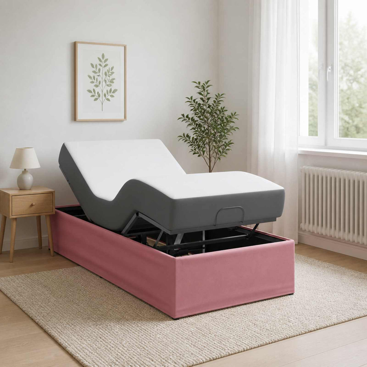 Electric Adjustable Bed Frame Pink 200 x 80 x 33.5 cm Steel
