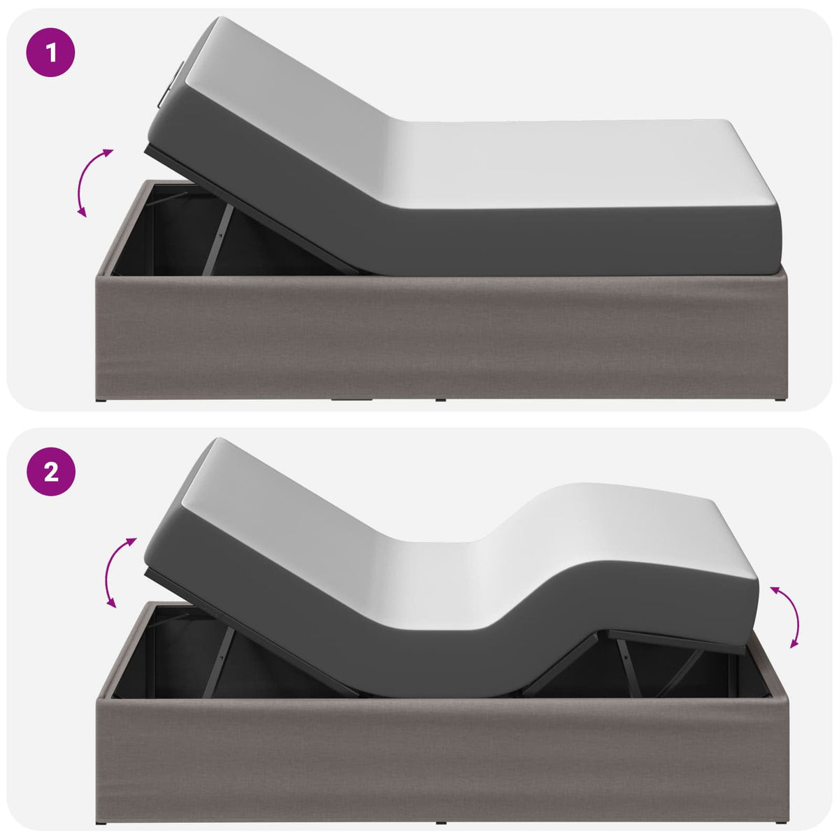 Electric Adjustable Bed Frame Taupe 200 x 80 x 33.5 cm Steel