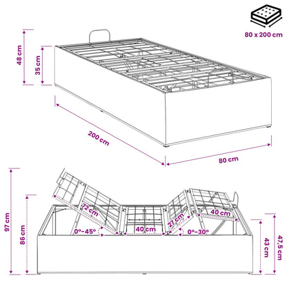 Electric Adjustable Bed Frame Black 200 x 80 x 33.5 cm Steel