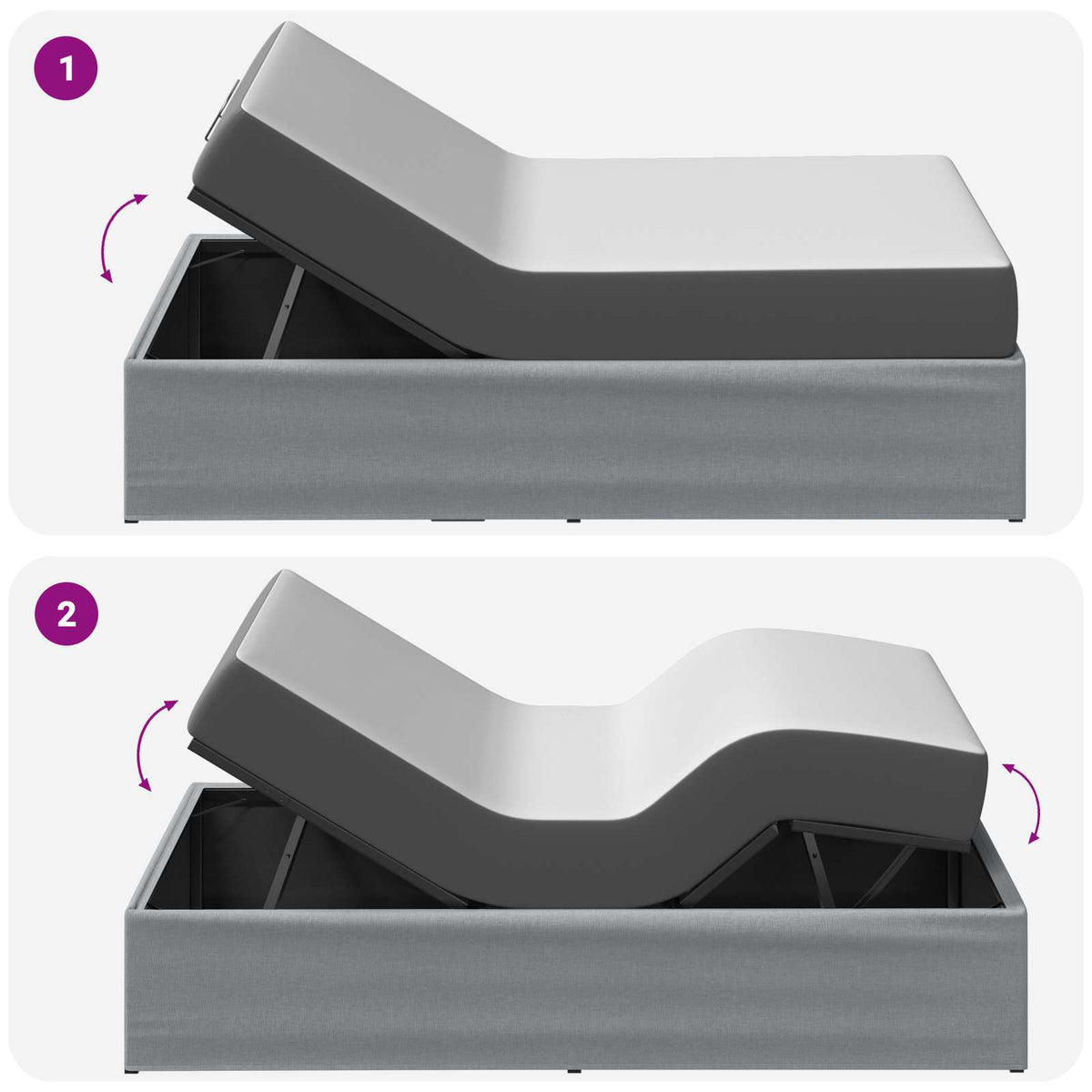 Electric Adjustable Bed Frame Light Grey 200 x 90 x 33.5 cm