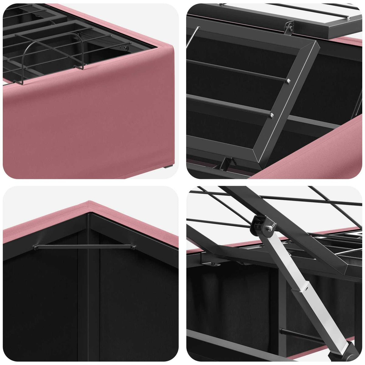 Electric Adjustable Bed Frame Pink 200 x 90 x 33.5 cm Steel