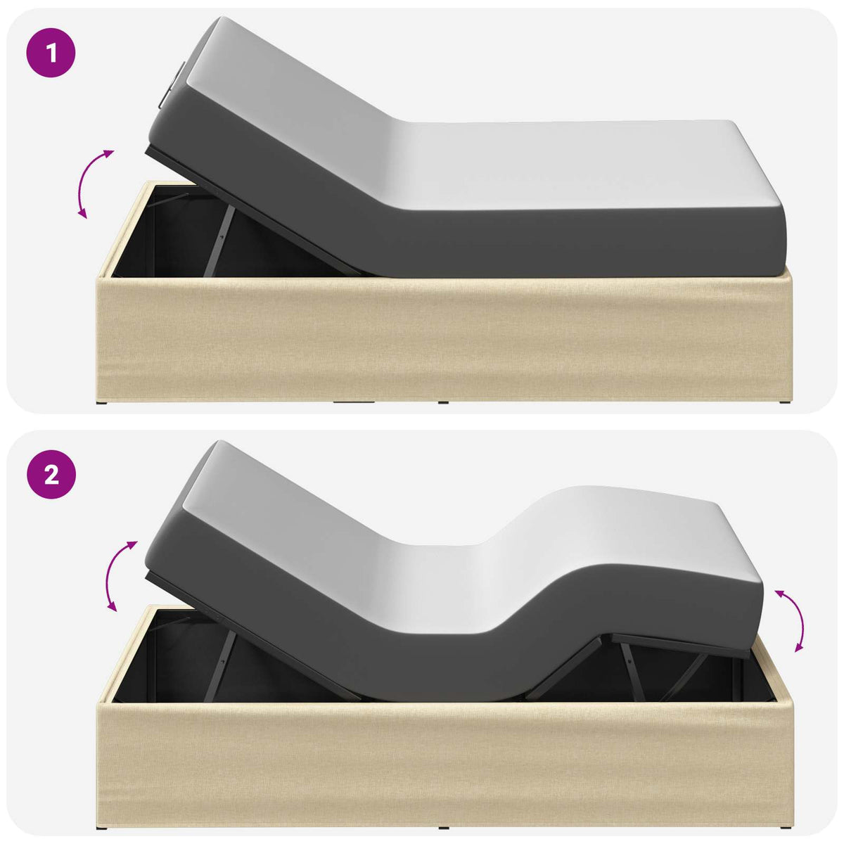 Electric Adjustable Bed Frame Cream 200 x 100 x 33.5 cm Steel