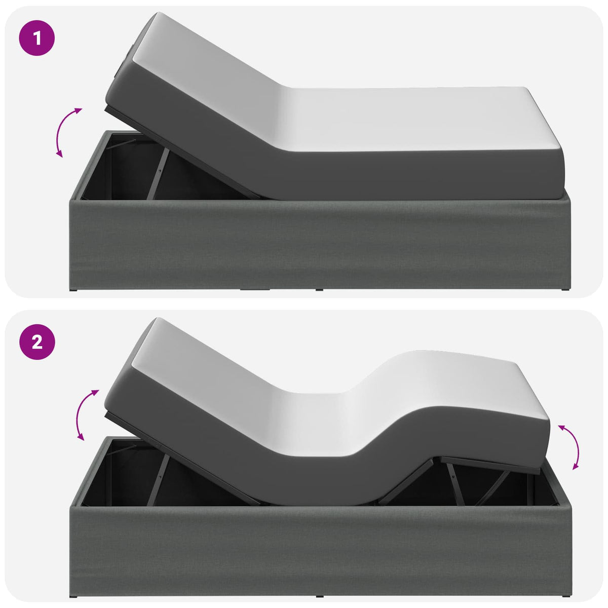 Electric Adjustable Bed Frame Dark Grey 190 x 90 x 33.5 cm