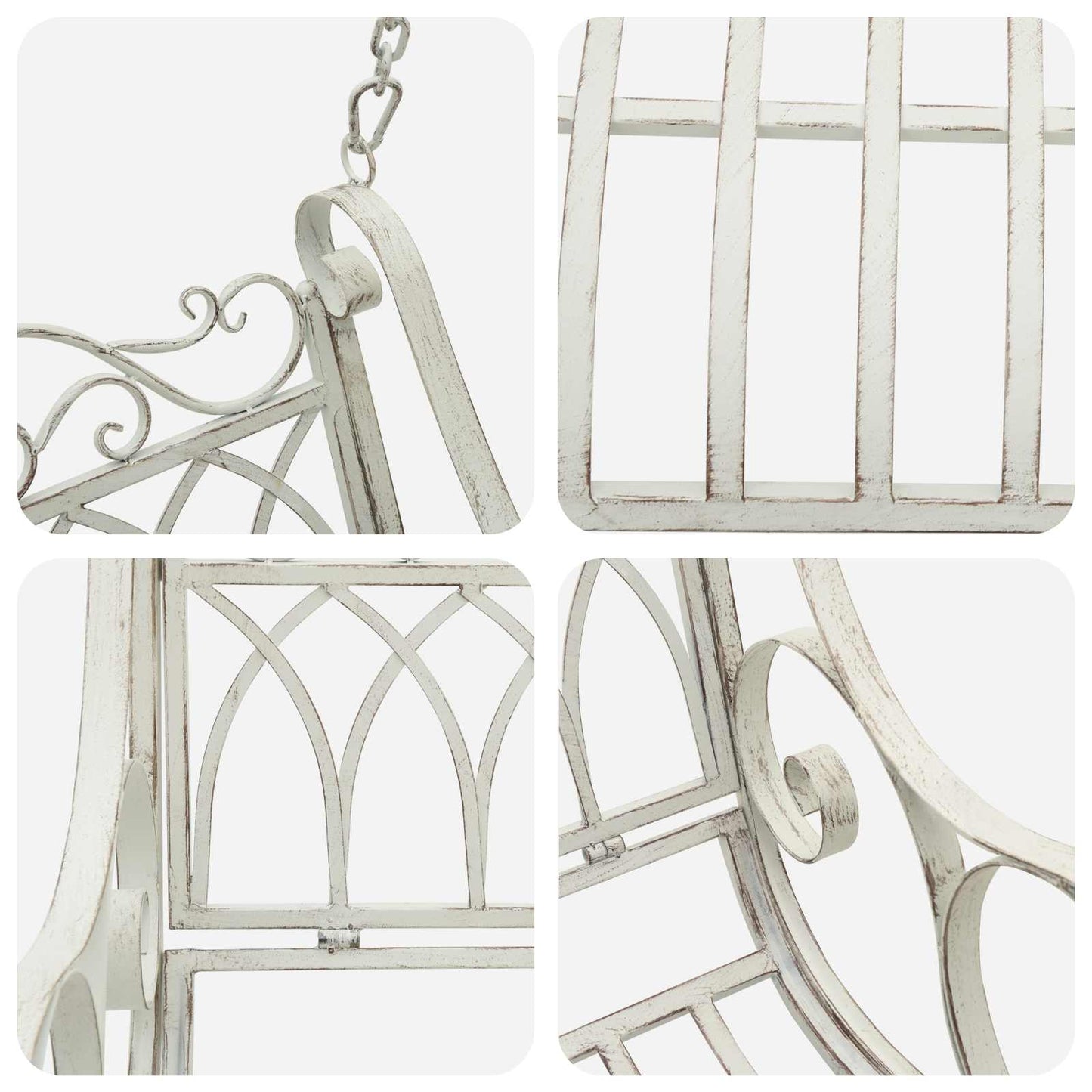 Swing Bench Steel 109 x 75 x 59 cm Antique White