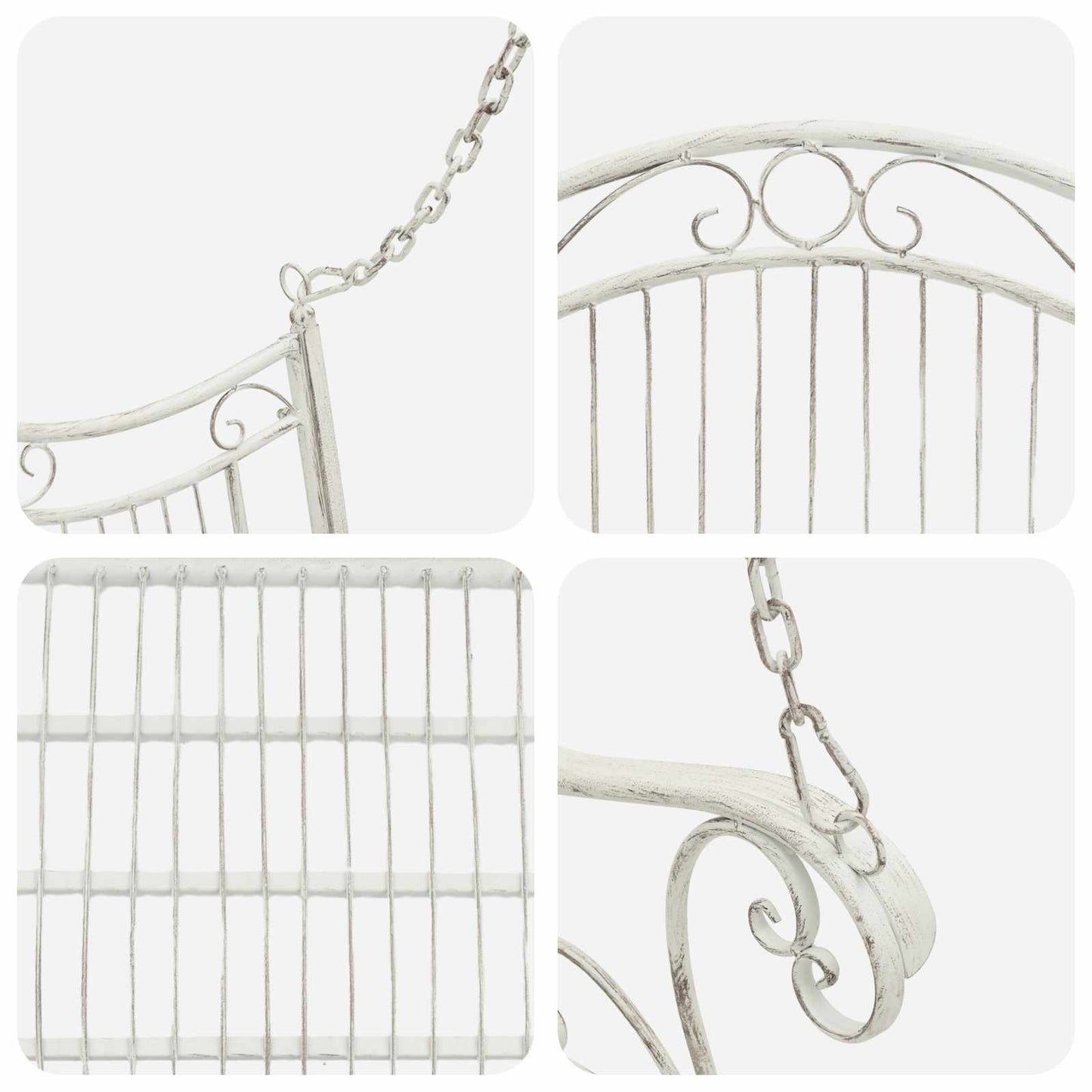 Swing Bench Steel 115 x 61 x 63 cm Antique White