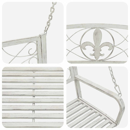 Swing Bench Steel 110.5 x 59 x 55 cm Antique White