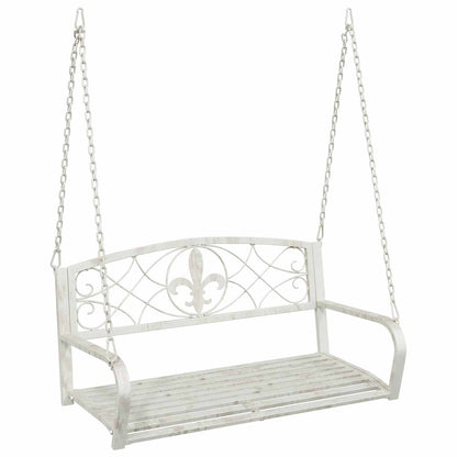 Swing Bench Steel 110.5 x 59 x 55 cm Antique White