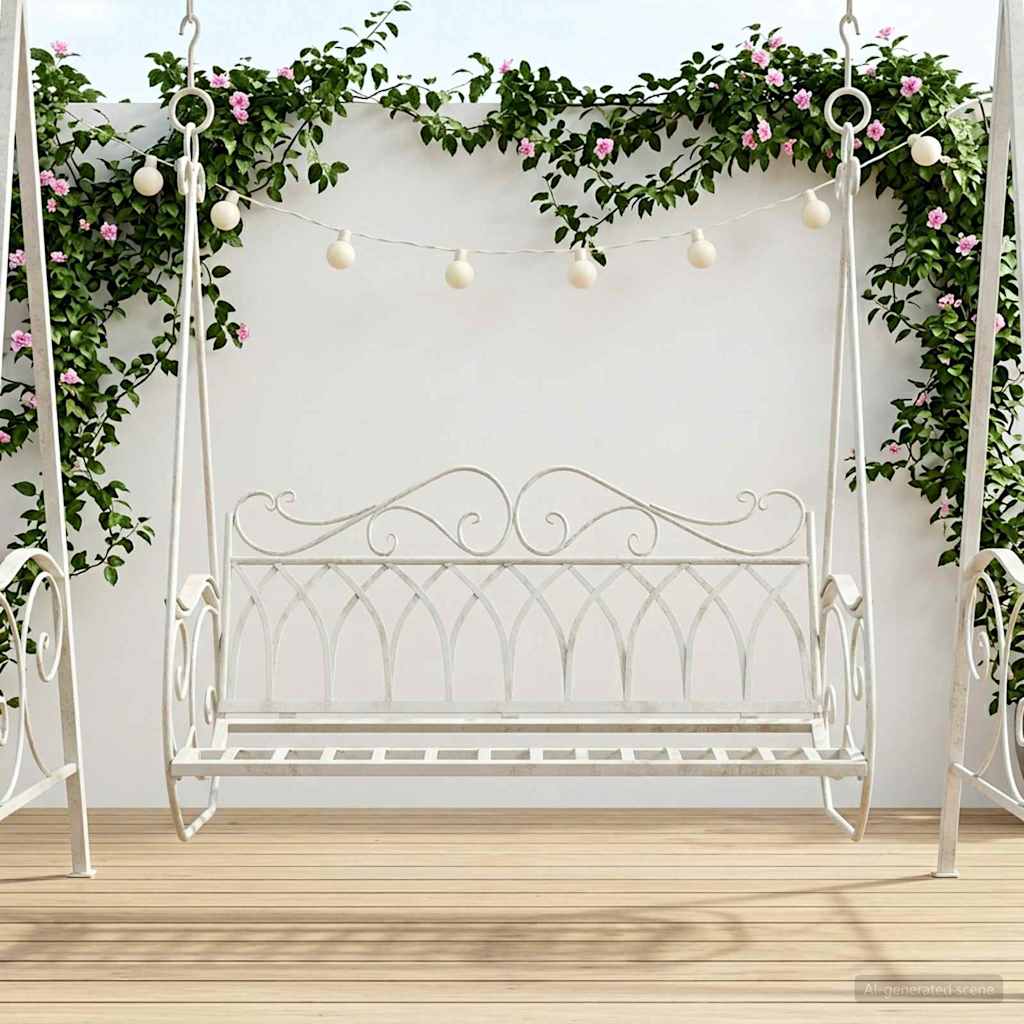 Swing Bench Steel 112 x 60 x 126.5 cm Antique White