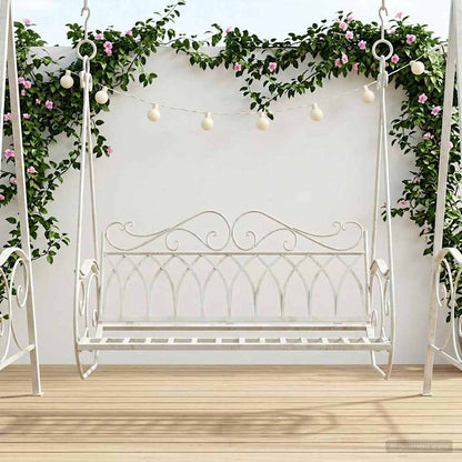Swing Bench Steel 112 x 60 x 126.5 cm Antique White