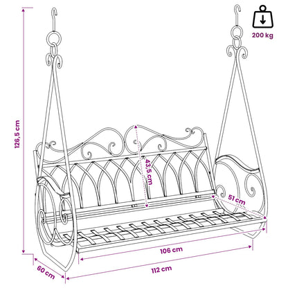 Swing Bench Steel 112 x 60 x 126.5 cm Antique White